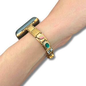 Italian Charm Bracelet Compatible with Smart Watch Band Vintage Style Gold